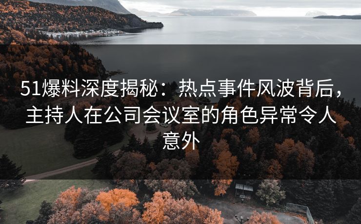 51爆料深度揭秘：热点事件风波背后，主持人在公司会议室的角色异常令人意外