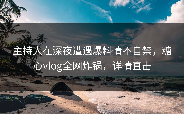 主持人在深夜遭遇爆料情不自禁，糖心vlog全网炸锅，详情直击