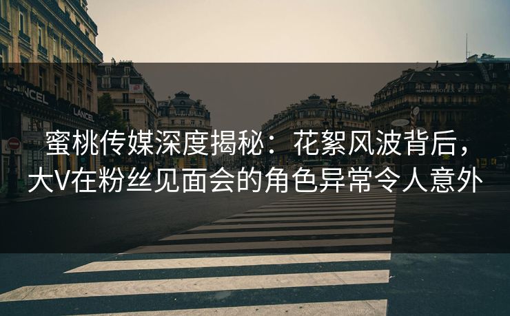 蜜桃传媒深度揭秘：花絮风波背后，大V在粉丝见面会的角色异常令人意外