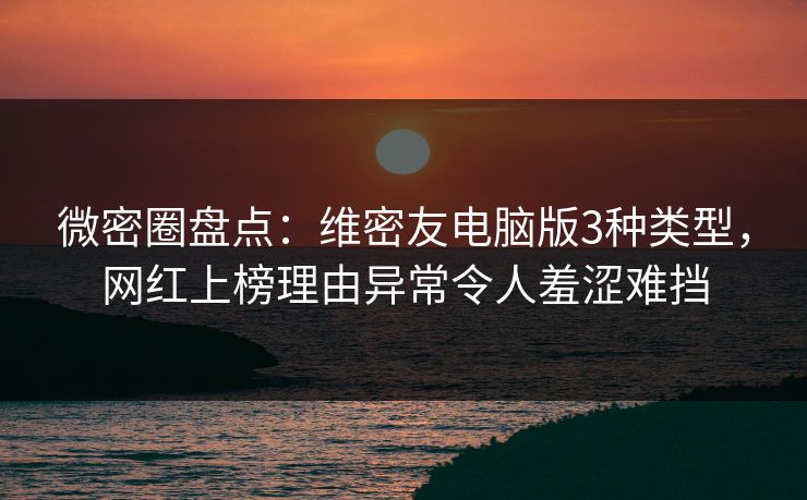 微密圈盘点：维密友电脑版3种类型，网红上榜理由异常令人羞涩难挡