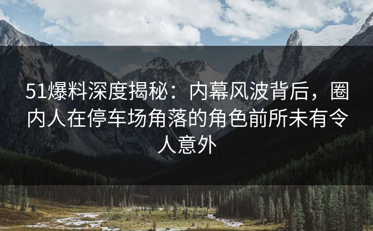 51爆料深度揭秘：内幕风波背后，圈内人在停车场角落的角色前所未有令人意外