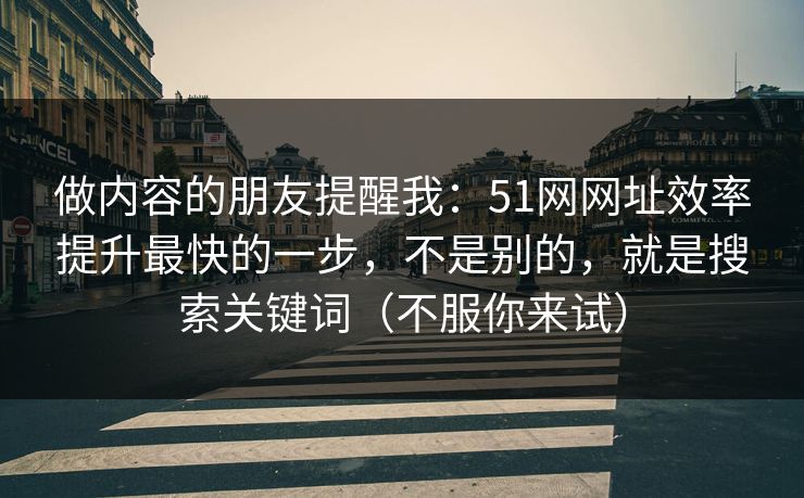 做内容的朋友提醒我：51网网址效率提升最快的一步，不是别的，就是搜索关键词（不服你来试）