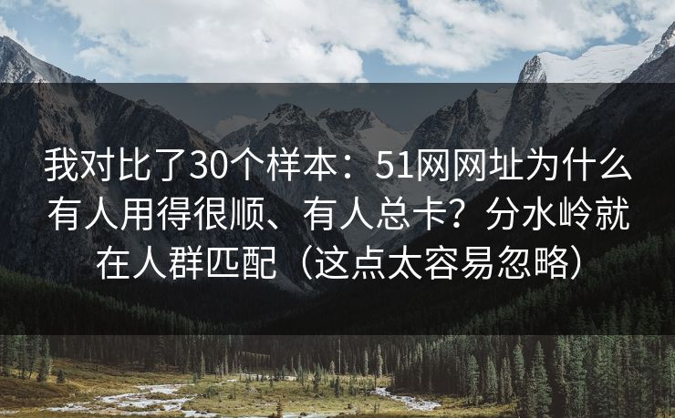 我对比了30个样本：51网网址为什么有人用得很顺、有人总卡？分水岭就在人群匹配（这点太容易忽略）